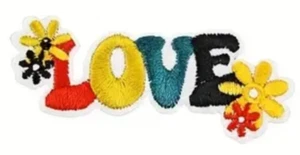 PEACE & LOVE - HIPPY LIFE - LOVE with FLOWERS - Embroidered Iron On Patch - Picture 1 of 3