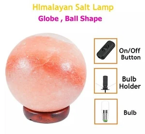 Himalayan Salt Ball Globe Lamp Rock Crystal Light UK Switch Cable Christmas Day - Picture 1 of 6