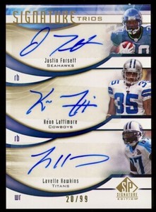 2009 SP Signature Trios Forster/Lattimore/Hawkins #/99 Seahawks Cowboys Titans
