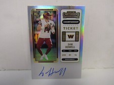 2022 Panini Contenders #133 Sam Howell Championship Ticket On Card Auto RC /49