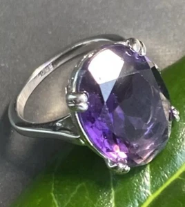Vintage Cocktail Ring Amethyst Estate Fine Jewelry Pre-Owned Size 6.75 Signed - Picture 1 of 18