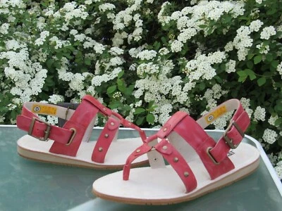 Sandalias con cordones acolchadas con tachuelas de cuero envejecido rojas talla 9,5 CAT para mujer Foto 1 de 4