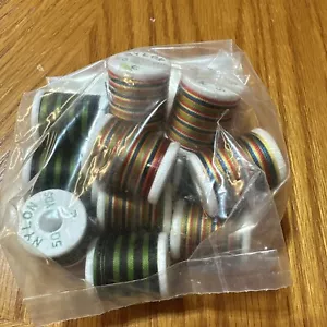 12 Vintage Gudebrod Space Dye Rod Winding Thread Size E 50 Yd Spools Mixed Lot - Picture 1 of 1