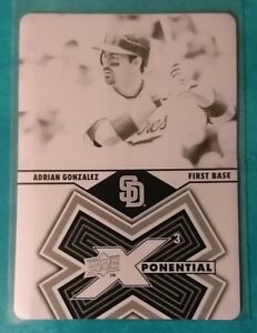 2009 UD X XPONENTIAL 3 ADRIAN GONZALEZ BLACK PRINTING PLATE 1/1 PADRES DODGERS