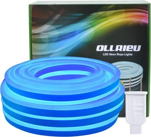 Blue Neon Rope Lights Outdoor Waterproof,50ft LED Strip Light Indoor Connectable - Picture 1 of 7