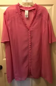 Blusa Roamans 26W Botón Frontal, Ligera Rosa Transparente Cubre - Imagen 1 de 5