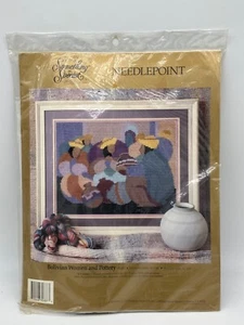Vtg 1991 Something Special Stamped Needlepoint Bolivian Women & Pottery 30687 - Picture 1 of 4