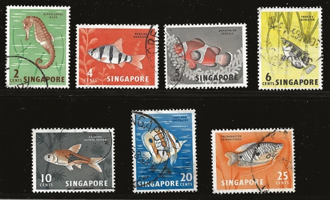 Singapore Scott #53-59, Singles 1962 Complete Set FVF Used Cover