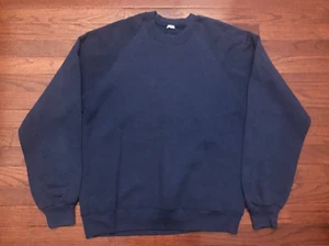 VINTAGE 1980's JERZEES SWEATSHIRT MENS LARGE BLUE BLANK 80's CREW NECK e - Picture 1 of 3