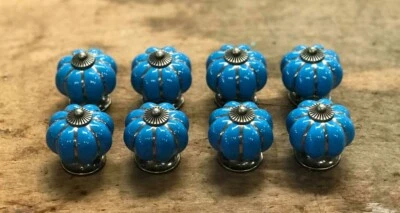 8件套蓝色珐琅拉抽屉柜旋钮瓷手柄螺丝包括 — 第 1/4 张图片