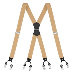 Buyless Fashion Suspenders Mens - 48" Elastic Adjustable Straps 1 1/4" - X Shape - Picture 1 of 89