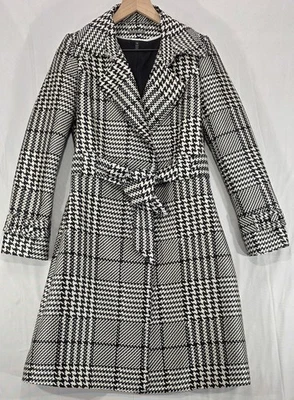 Gabardina Casa Blanca Mercado Negro Pata de Gallo Negro Cuadros Cinturón Moderno XS Foto 1 de 4