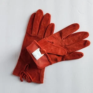 NWOT Red Soft Suede Leather Lined Womens Gloves Size XL X-Large - Picture 1 of 2