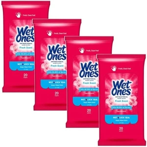 WET ONES Antibacterial Hand Wipes, Fresh Scent 20 ea (Pack of 4) - Picture 1 of 2