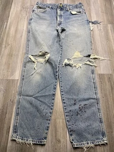 Vintage Y2K HIS Distressed Baggy Jeans Mens Size 34x31 Light Wash Skater Denim - Picture 1 of 14