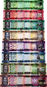 SÜDSUDAN - Lot 8 Banknoten 1/5/10/20/50/100/500/1000 Pfund FDS - UNC - Bild 1 von 1