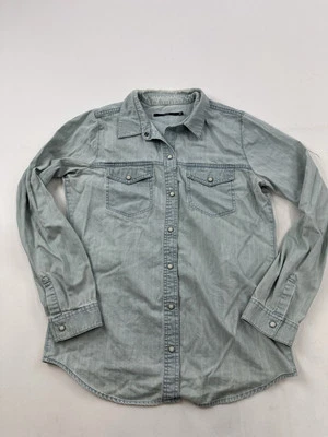 J Brand Shirt Womens Medium Blue Pearl Snap Button Front Pockets Long Sleeve - Image 1 of 4