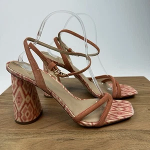 New Sam Edelman Kia Bleach Wheat Leather Strappy Block Sandal Heels Size 10.5 M - Picture 1 of 10