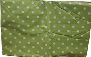 Vinyl Flannel Back Printed Tablecloth, 60" Round, WHITE POLKA DOTS ON GREEN, HP - Picture 1 of 8