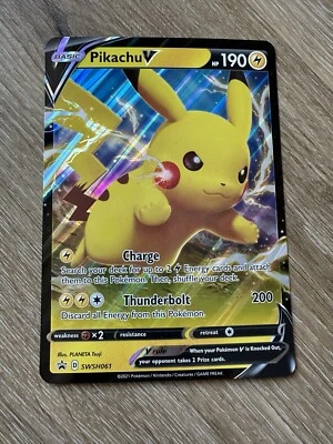 Pikachu V Jumbo Pokemon TCG SWSH061 Shining Fates 2021 Oversized Card NEAR MINT - Image 1 of 2