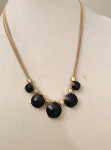 Kenneth Cole New York Gold-Tone Black Stone Frontal Necklace $48 #149 - Picture 1 of 3