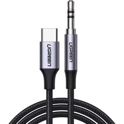 Cable USB-C - Audio AUX 3,5mm Mini-jack 1m Ugreen Cable Audio Enchufe Gris