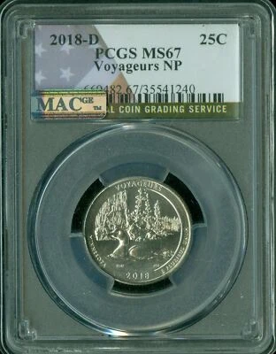 2018 D VOYAGEURS QUARTER PCGS MS67 PQ 2ND FINEST REGISTRY MAC SPOTLESS  * - Image 1 of 4