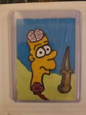 Original ACEO PAINTING BART SIMPSON DECAPITATED CARTOON MURDER KNIFE Outsider 🔪