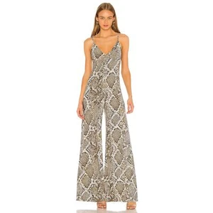 Norma Kamali Snake Print Stretch Jersey Jumpsuit Scale Python Size XL - Picture 1 of 6