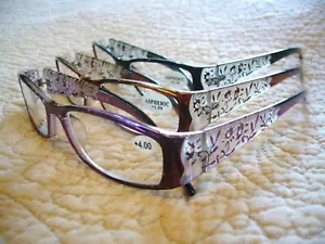 Women's Reading Glasses BIFOCALS 1.00 ~ 4.00 Flower Design Rhinestones R755~SALE - Picture 1 of 10