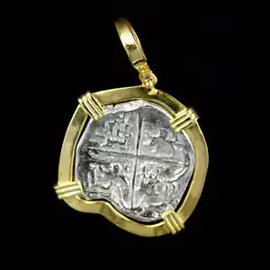 ATOCHA Sunken Treasure Jewelry - LARGE MUSEUM REALE SILVER COIN PENDANT - Picture 1 of 5