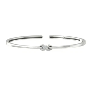 14k White Gold 0.05ct Diamond Bangle Bracelet for Women 7" IJ Color I2I3 Clarity - Picture 1 of 5