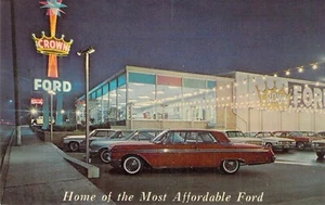 Letrero de neón TN Nashville Crown Ford 1964 concesionario @ postal nocturna N51 - Imagen 1 de 2