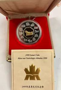 Canada $15 Lunar 1999 Year of Rabbit, 24K Cameo over .925 silver COA Spec. Boxes - Picture 1 of 7