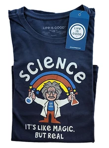 Life Is Good SS Shirt Crusher Tee SCIENCE ITS LIKE MAGIC Einstein 49in Womens XL - Picture 1 of 7