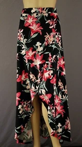 Charlotte Russe Maxi Skirt Black Floral Split Front Stretch Size M - Picture 1 of 11