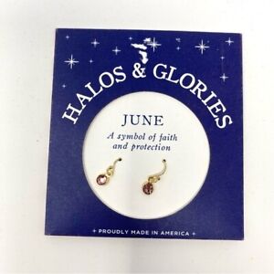 Halos & Glories Gold Pink June Alexandrite Birthstone Pendant Classic Earrings