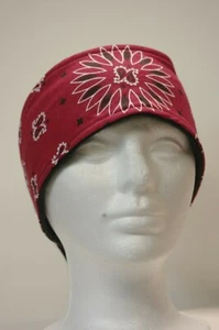 #096 Burgundy Paisley Fleece lined adjustable headband - Picture 1 of 4