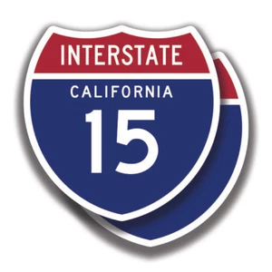California Interstate 15 Aufkleber 2 Decals Straßenschild Bogo Highway Auto Fenster - Bild 1 von 1