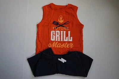 Juego de 2 piezas de pantalones cortos Gymboree Boys 10"FUTURE GRILL MASTER" naranja sin mangas y azul marino  Foto 1 de 4