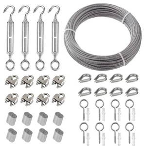 Edelstahl Drahtseil Set Vorhang Stahlseil Seilspanngarnitur Gardine Stahlseilset - Bild 1 von 21