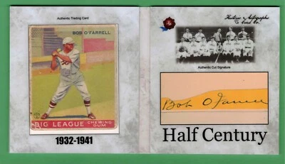 2020 HA HALF CENTURY BOB O'FARRELL CUT AUTO + 1933 GOUDEY BOOK BECKETT AUTHENTIC - Image 1 of 2