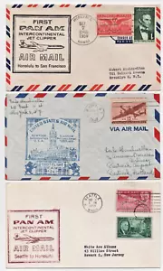 (3) First Flight Airline covers, Pan Am, American Airlines, Honolulu, Glasgow - Picture 1 of 5