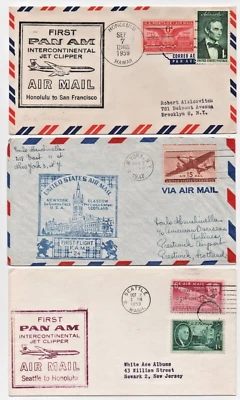 (3) First Flight Airline covers, Pan Am, American Airlines, Honolulu, Glasgow - Image 1 of 4