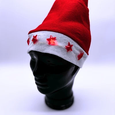 12er Set BLINXS LED Weihnachtsmütze / Nikolausmütze mit 5 leuchtenden LED-Sterne