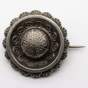Antiguo broche victoriano de plata esterlina con objetivo de renacimiento etrusco - Imagen 1 de 20