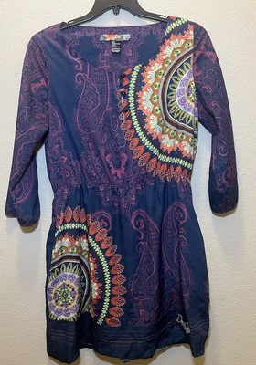 Желательный радуга длинным рукавом мини-платье размер 44 синий геометрический пейсли эклектичный - Изображение 1 из 4