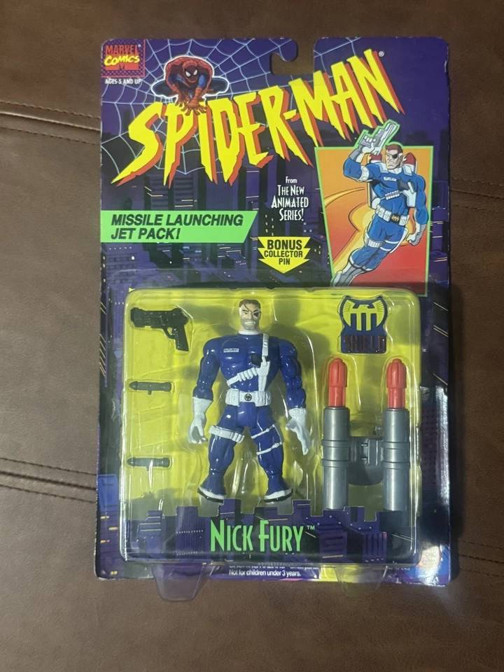 Spider Man Animated Series 1995 Toybiz Nick Fury Action Figure New On Card - Image 1 of 2