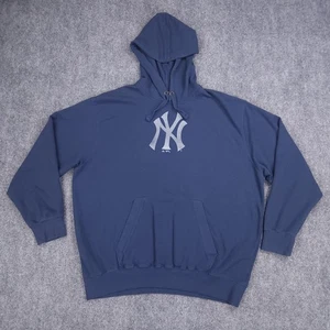 New York Yankees Hoodie Mens Navy MLB Baseball Majestic Pullover Sweatshirt - Picture 1 of 11