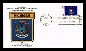 DR JIM STAMPS US COVER MICHIGAN STATE FLAG FDC NATIONAL FLAG FOUNDATION CACHET - Picture 1 of 2